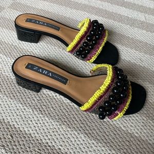 Zara black sandals, size 37, heeled.